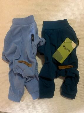 Fitwarm Pets Fleece Dog Jumpsuit - Light Blue & Teal Blue Doggy Jammies
